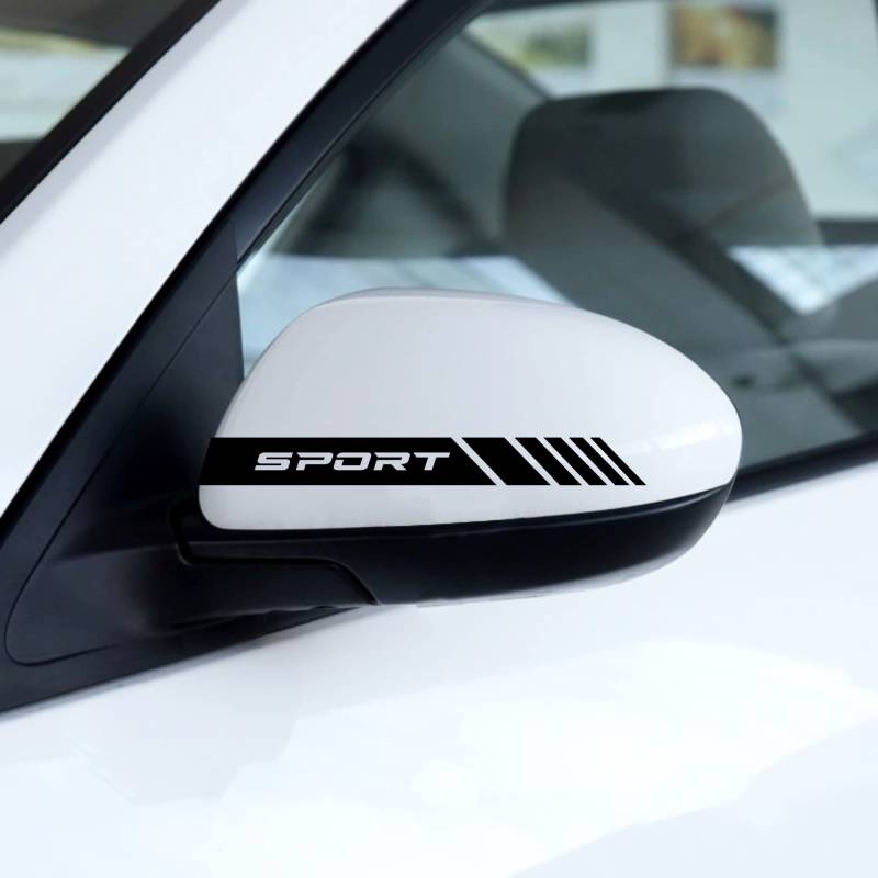 Autodomy Rückspiegel Aufkleber Stickers Auto mit Streifen Design Stripes Tuning 6 Stück mit Unterschiedlichen Breiten Sportdesign | Auto Tuning Aufkleber Streifen Schwarz von AUTODOMY