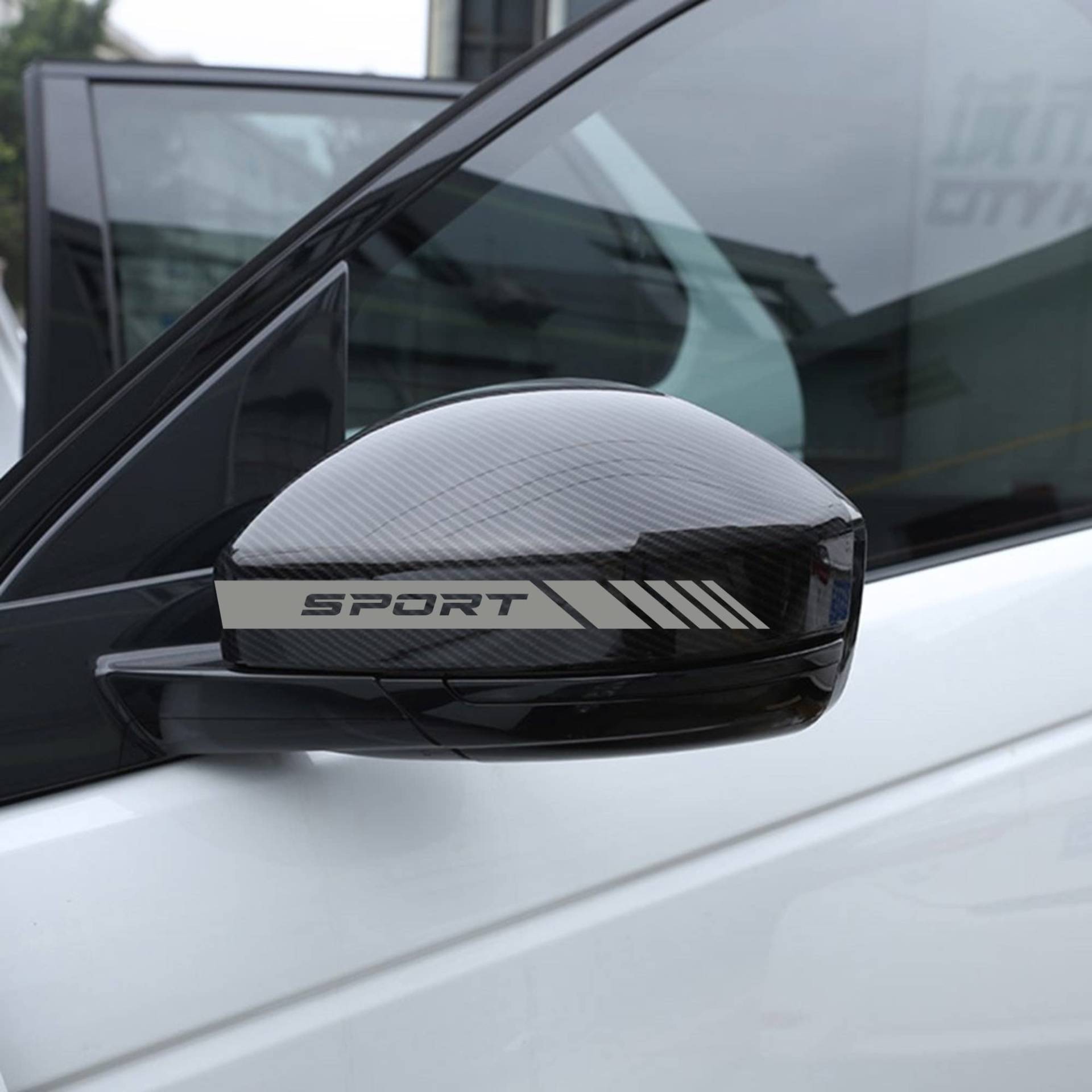 AUTODOMY Rückspiegel Aufkleber Stickers Auto mit Streifen Design Stripes Tuning Packet mit 6 Einheiten mit unterschiedlichen Breiten Sportdesign für das Auto (Silber) von AUTODOMY