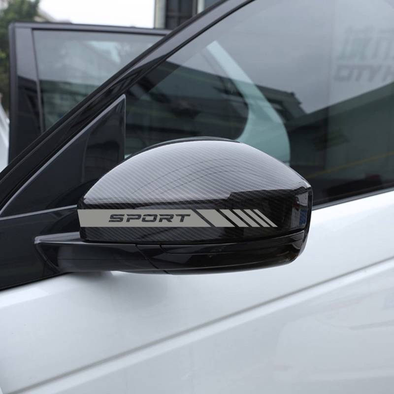 AUTODOMY Rückspiegel Aufkleber Stickers Auto mit Streifen Design Stripes Tuning 6 Stück mit Unterschiedlichen Breiten Sportdesign | Auto Tuning Aufkleber Streifen Silber von AUTODOMY