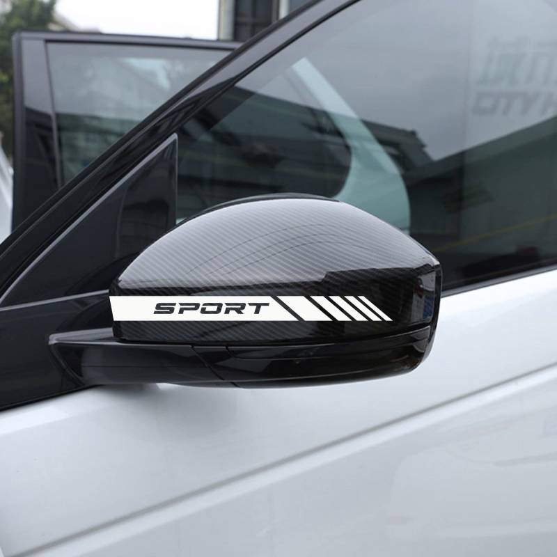AUTODOMY Rückspiegel Aufkleber Stickers Auto mit Streifen Design Stripes Tuning 6 Stück mit Unterschiedlichen Breiten Sportdesign | Auto Tuning Aufkleber Streifen Weiß von AUTODOMY
