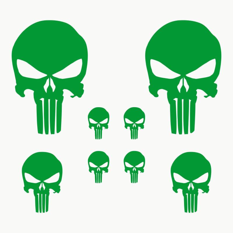 Autodomy Schädel Skull Aufkleber Paket 8 Stück für Auto oder Motorrad (Grün) von AUTODOMY