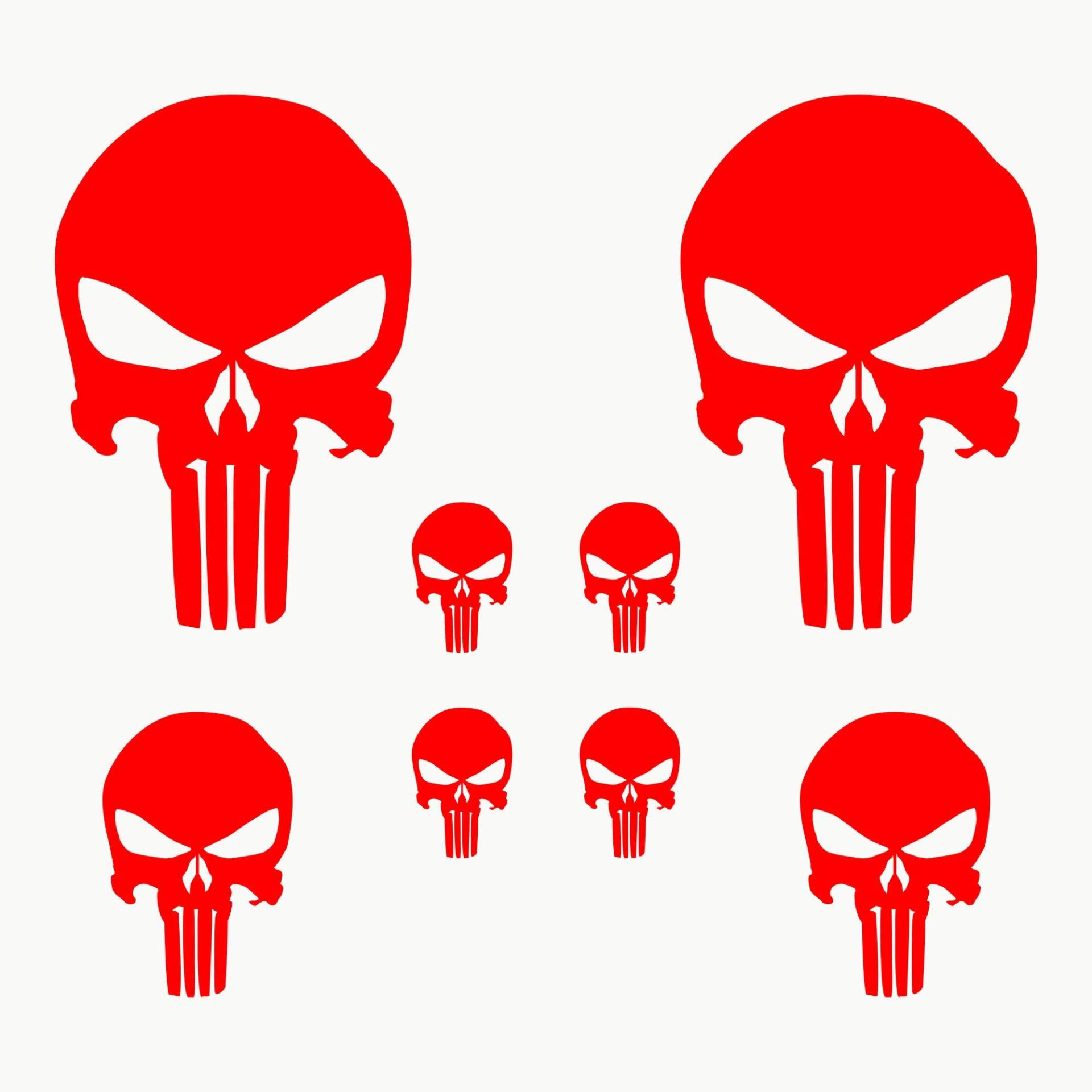 AUTODOMY Schädel Skull Aufkleber Paket 8 Stück für Auto oder Motorrad (Rot) von AUTODOMY