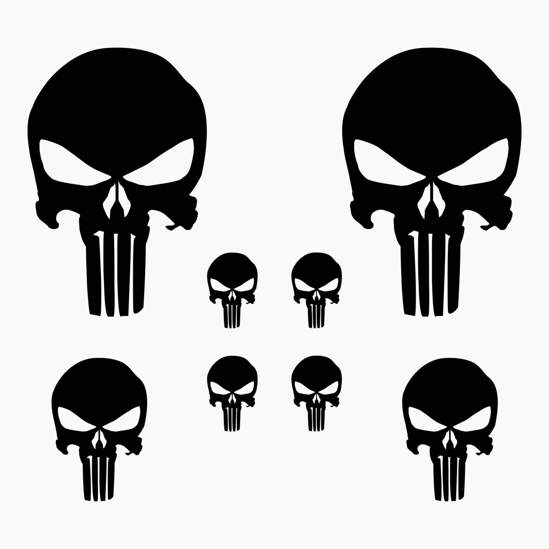 AUTODOMY Schädel Skull Geschmolzen Aufkleber Paket 8 Stück | Punisher Aufkleber für Auto oder Motorrad (Schwarz) von AUTODOMY