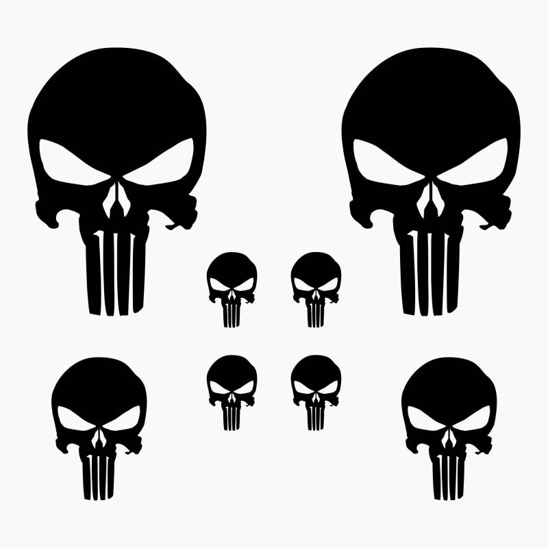 AUTODOMY Schädel Skull Geschmolzen Aufkleber Paket 8 Stück | Punisher Aufkleber für Auto oder Motorrad (Schwarz) von AUTODOMY