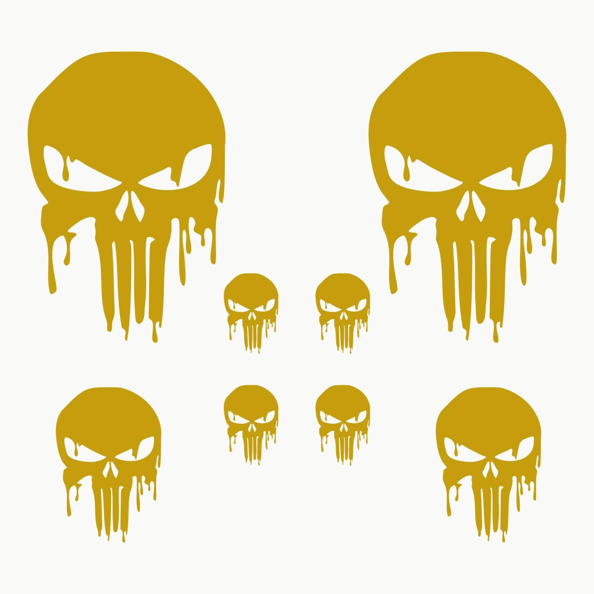 AUTODOMY Schädel Skull Geschmolzen Aufkleber Paket 8 Stück für Auto oder Motorrad (Gold) von AUTODOMY