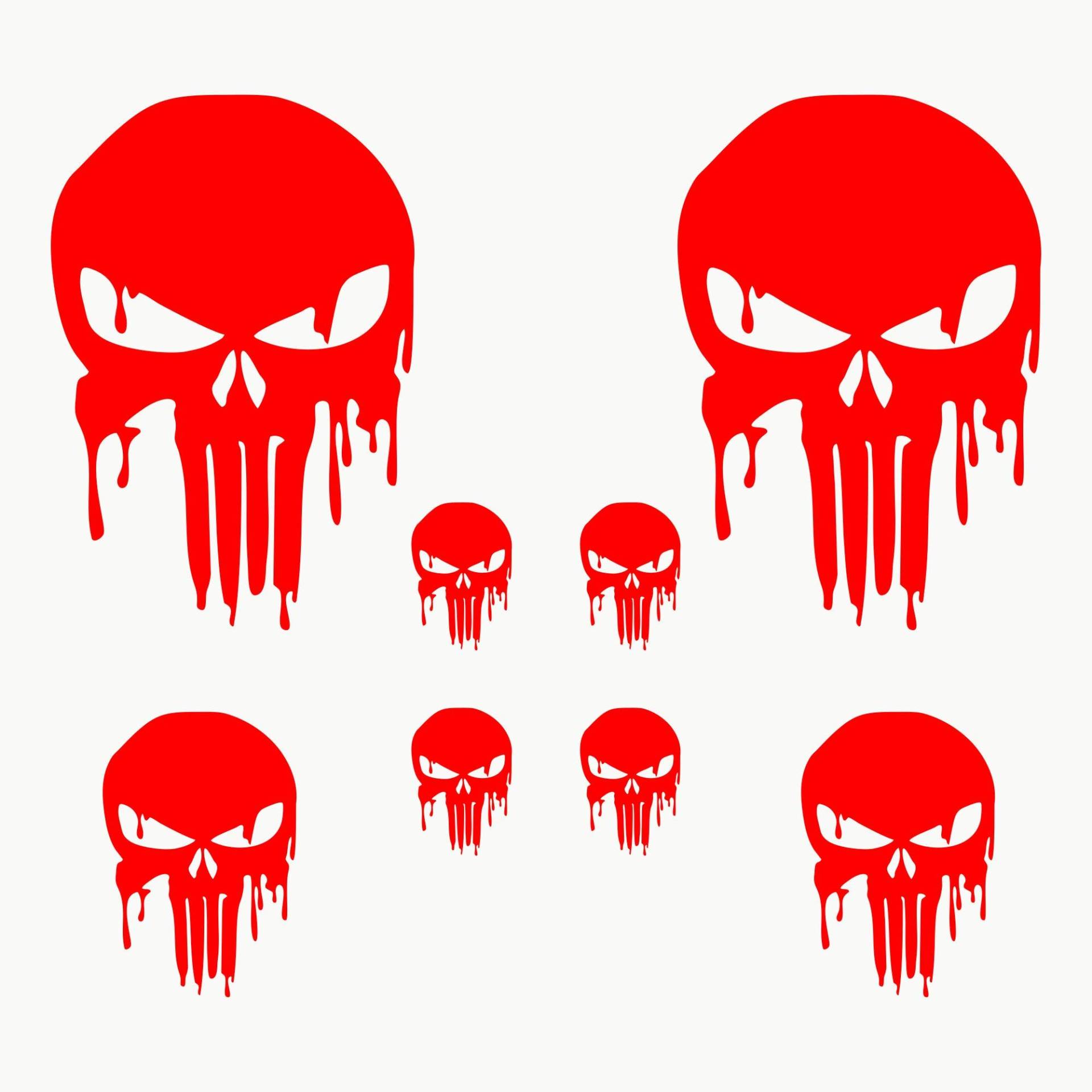 AUTODOMY Schädel Skull Geschmolzen Aufkleber Paket 8 Stück für Auto oder Motorrad (Rot) von AUTODOMY