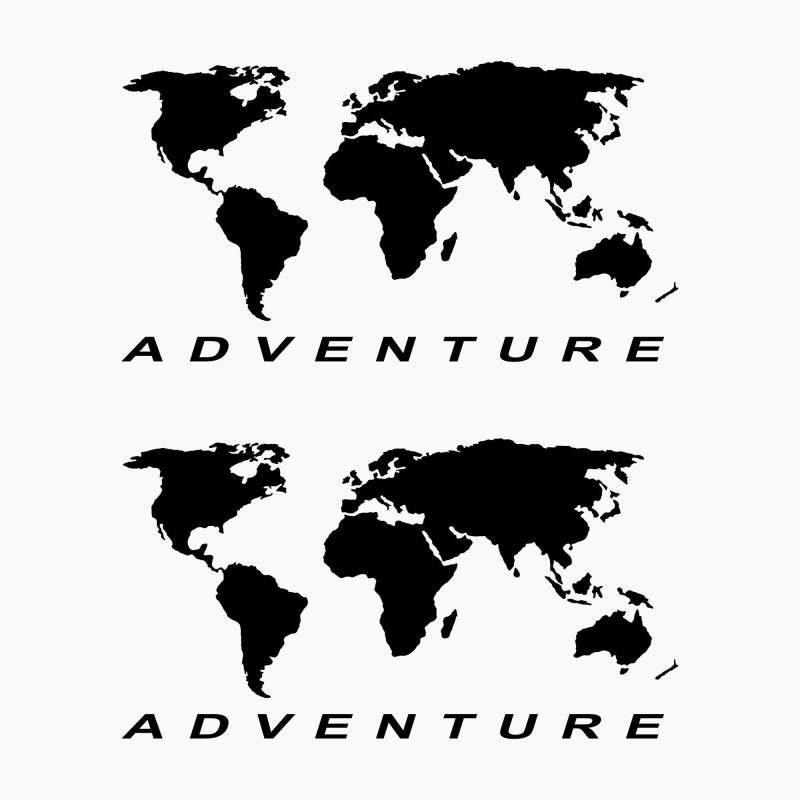 AUTODOMY Weltkarte Motorradkoffer Off Road Sport Trail 4x4 Aufkleber Paket 2 Stück | Aufkleber Motorradkoffer Adventure für Auto oder Motorrad (Schwarz) von AUTODOMY