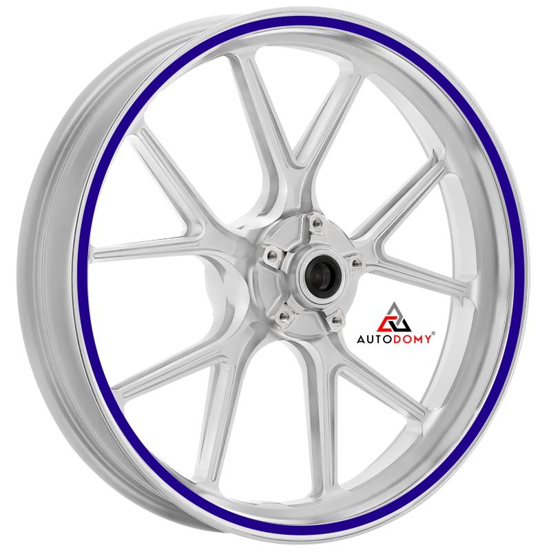 Autodomy Motorrad Felgenaufkleber Komplettset für 2 Räder 15" bis 19" Zoll | Felgen Aufkleber Motorrad Tuning Circular Sport Design | Felgenaufkleber Motorrad Racing Design (Blau, Breite 10 mm) von AUTODOMY