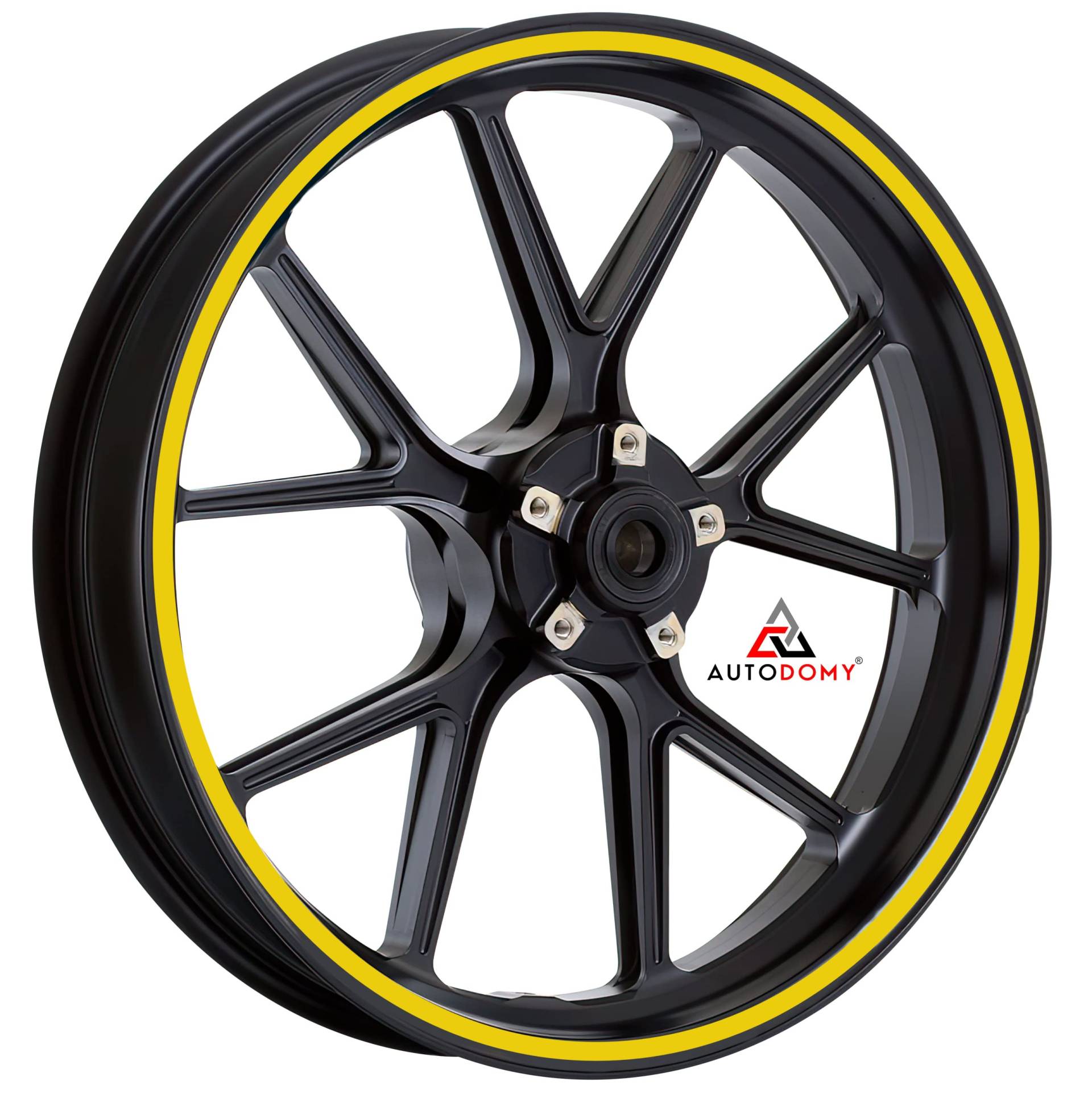 Autodomy Felgenrandaufkleber Komplettset für 2 Räder von 15" bis 19" Zoll Felgen Motorrad Auto Circular Sport Design (Gelb, Breite 10 mm) von AUTODOMY