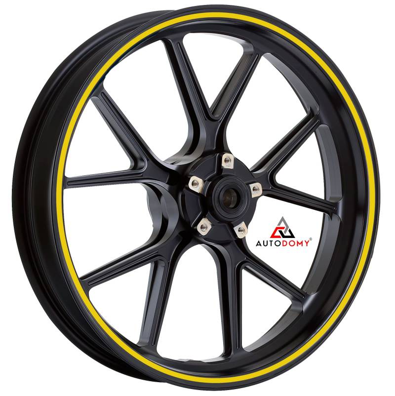 Autodomy Felgenrandaufkleber Komplettset für 2 Räder von 15" bis 19" Zoll Felgen Motorrad Auto Circular Sport Design (Gelb, Breite 7 mm) von AUTODOMY