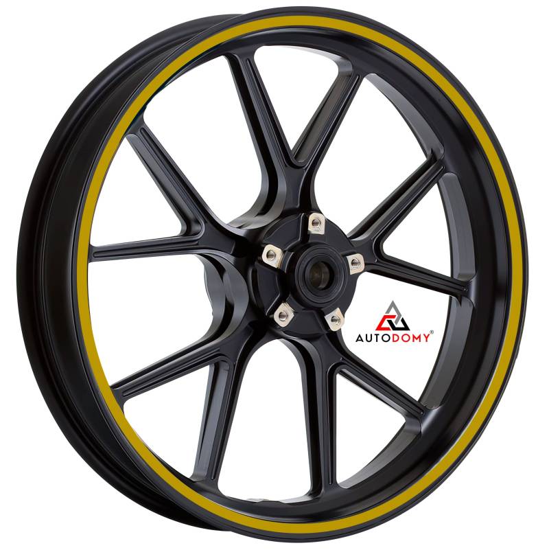 Autodomy Felgenrandaufkleber Komplettset für 2 Räder von 15" bis 19" Zoll Felgen Motorrad Auto Circular Sport Design (Gold, Breite 10 mm) von AUTODOMY