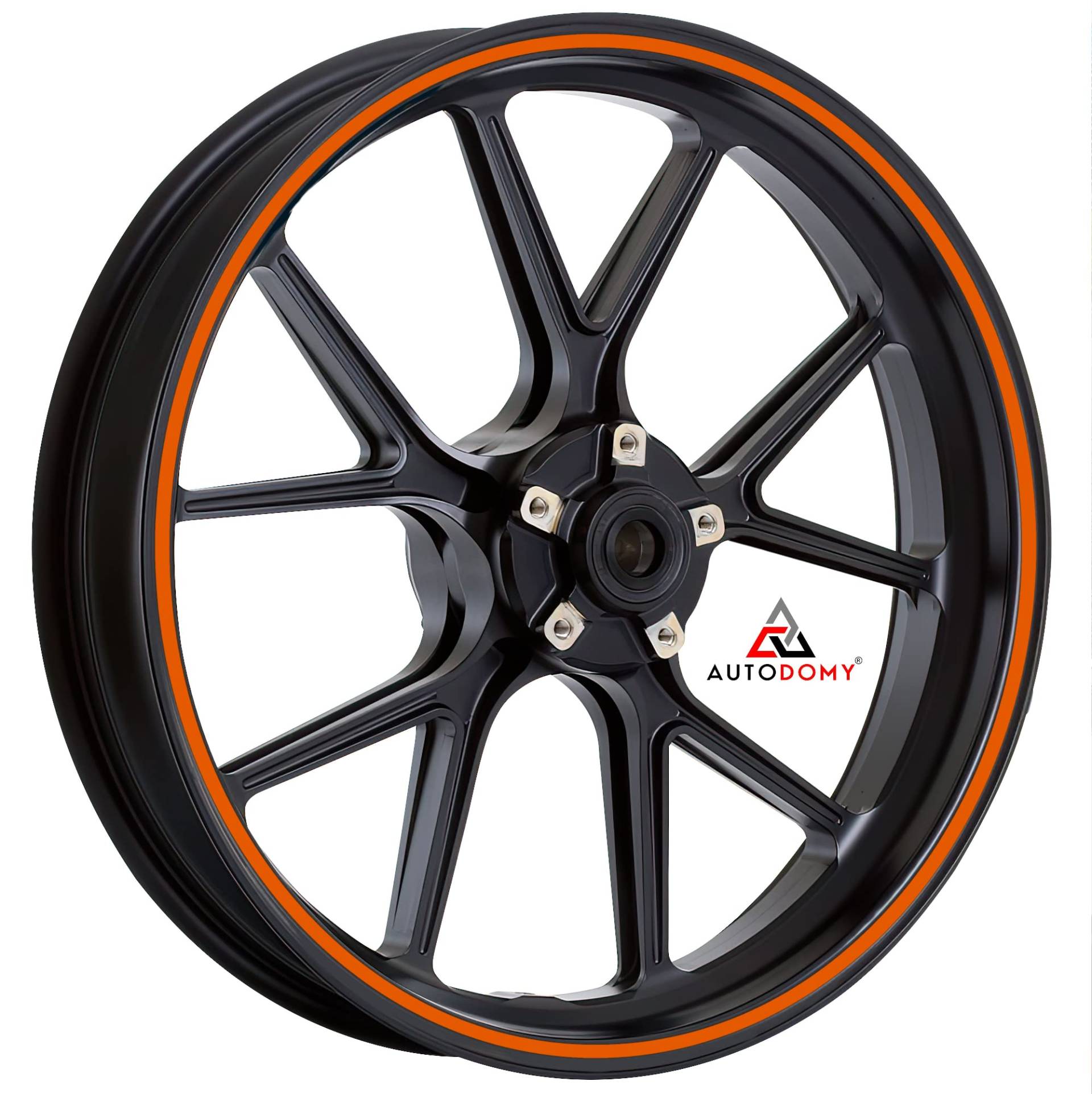 Autodomy Felgenrandaufkleber Komplettset für 2 Räder von 15" bis 19" Zoll Felgen Motorrad Auto Circular Sport Design (Orange, Breite 7 mm) von AUTODOMY