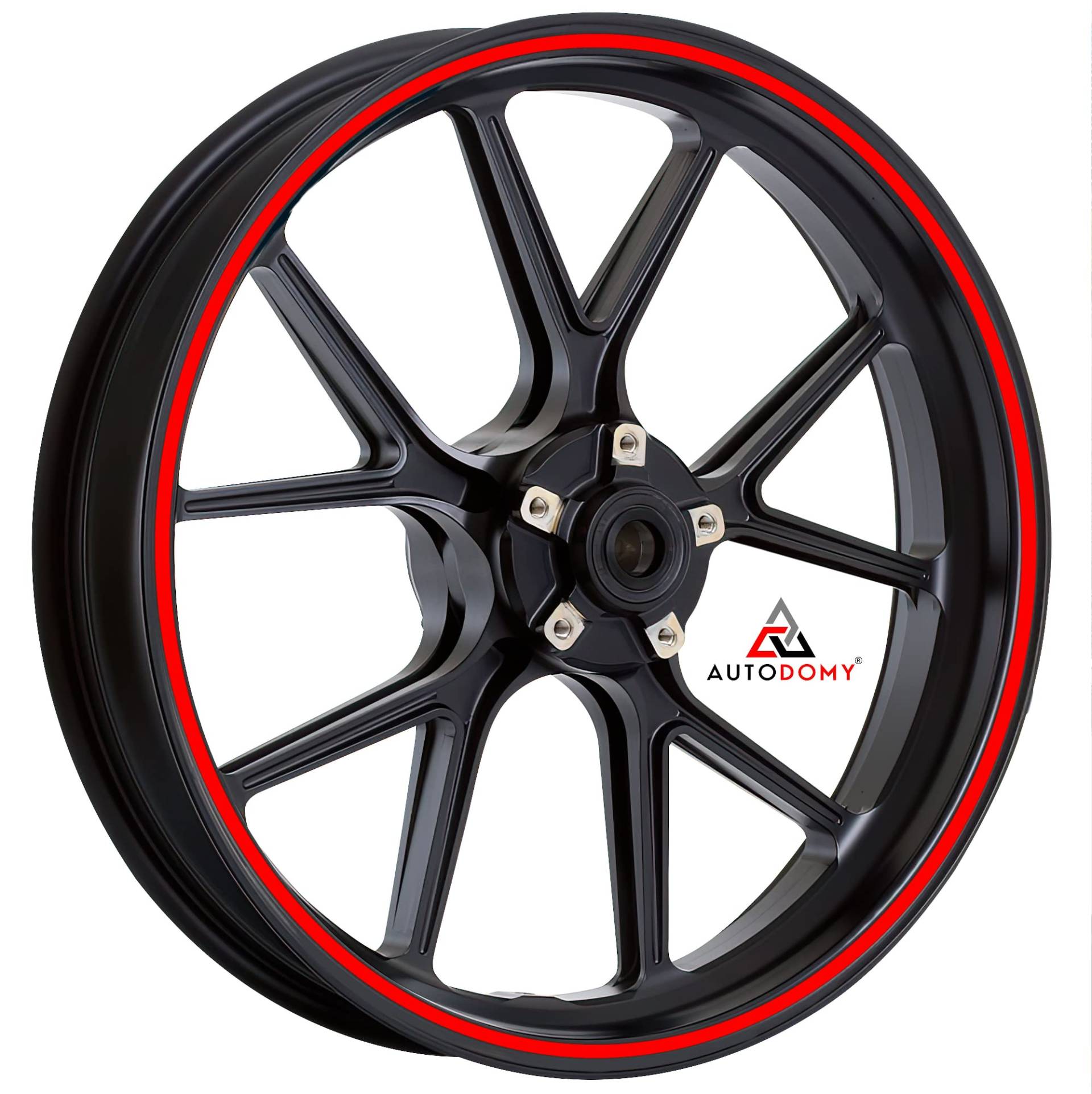 Autodomy Felgenrandaufkleber Komplettset für 2 Räder von 15" bis 19" Zoll Felgen Motorrad Auto Circular Sport Design (Rot, Breite 7 mm) von AUTODOMY