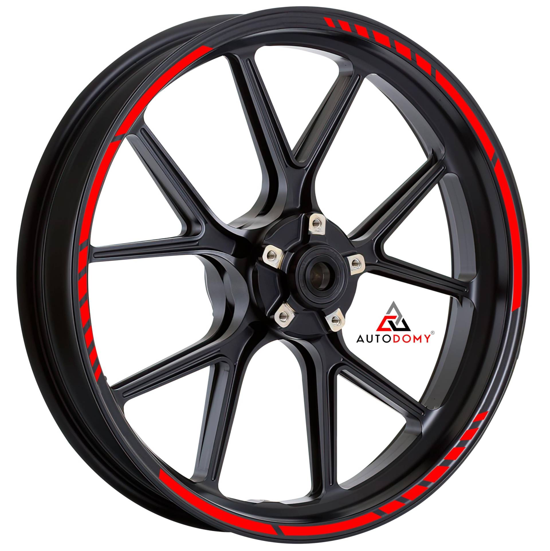 AUTODOMY Felgenrandaufkleber Komplettset für 2 Räder von 15" bis 19" Zoll Sport Design (Rot) von AUTODOMY