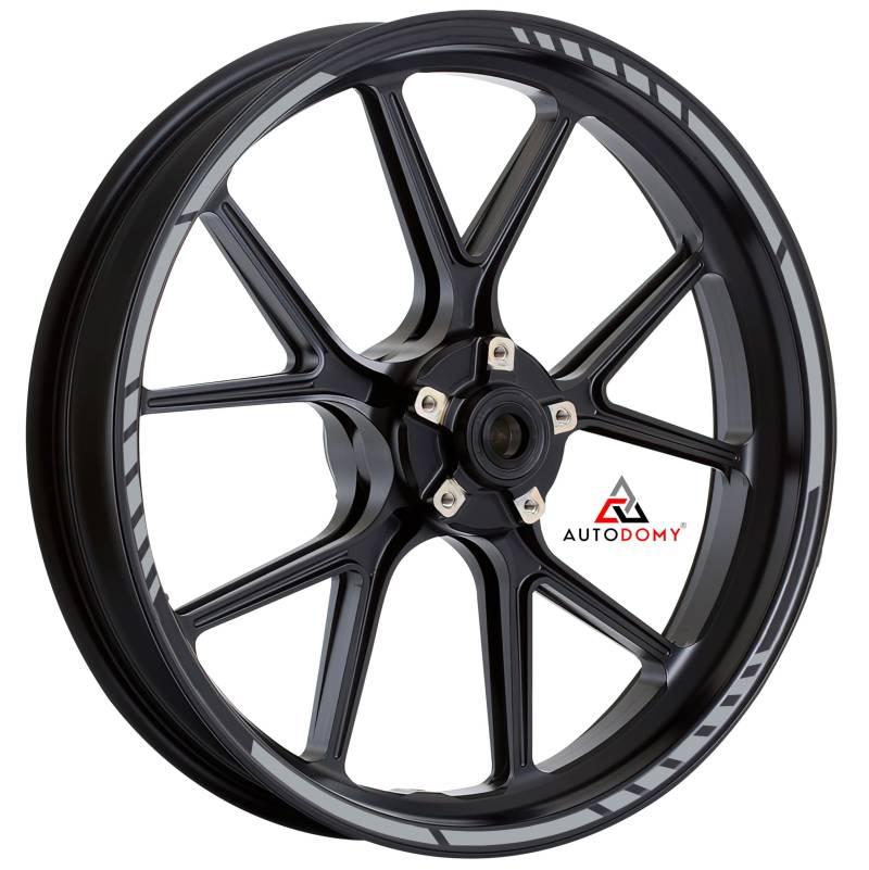 Autodomy Felgenrandaufkleber Komplettset für 2 Räder von 15" bis 19" Zoll | Felgen Aufkleber Motorrad Sport Design Widerstandsfähig Gegen Regen und Sonne (Silber) von AUTODOMY
