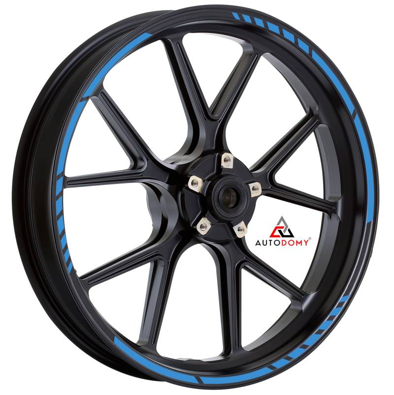 AUTODOMY Felgenrandaufkleber Komplettset für 2 Räder von 15" bis 19" Zoll | Felgen Aufkleber Motorrad Sport Design (Lichtblau) von AUTODOMY