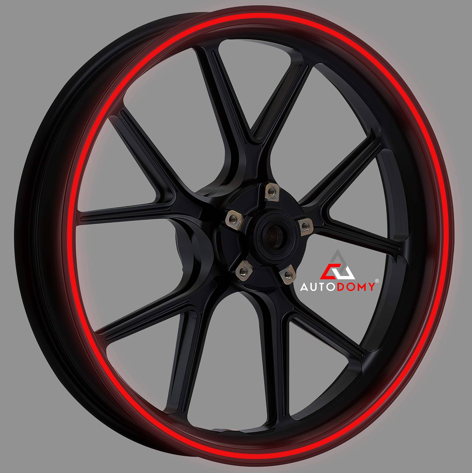 Autodomy Felgenrandaufkleber Reflektierend Komplettset für 2 Räder von 15" bis 19" Zoll Sport Design | Felgen Aufkleber Motorrad Tuning (Reflektierendes Rot, Breite 7 mm) von AUTODOMY