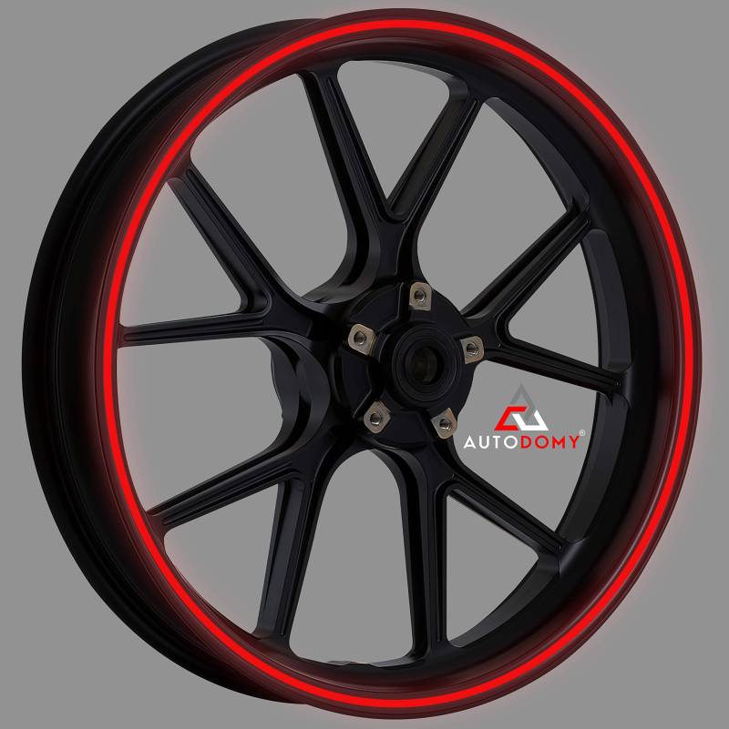 Autodomy Felgenrandaufkleber Reflektierend Komplettset für 2 Räder von 15" bis 19" Zoll Sport Design | Felgen Aufkleber Motorrad Tuning (Reflektierendes Rot, Breite 7 mm) von AUTODOMY