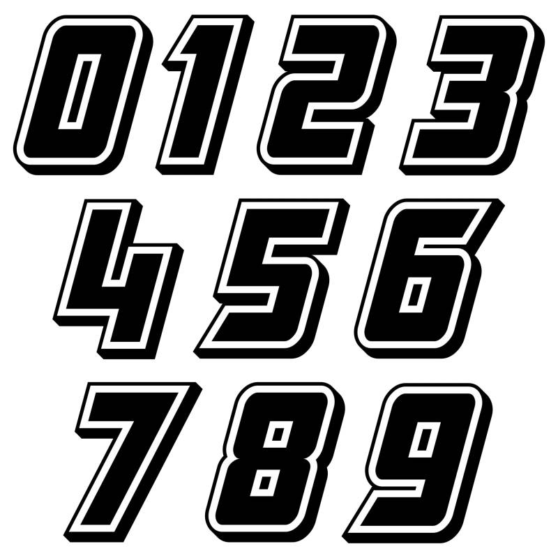 Autodomy Motorrad Motocross Nummer Startnummer Aufkleber Paket 10 Stück für Motorrad Quad ATV Auto | Rennummer Sticker Widerstandsfähig Gegen Regen und Sonne | Schwarz von AUTODOMY