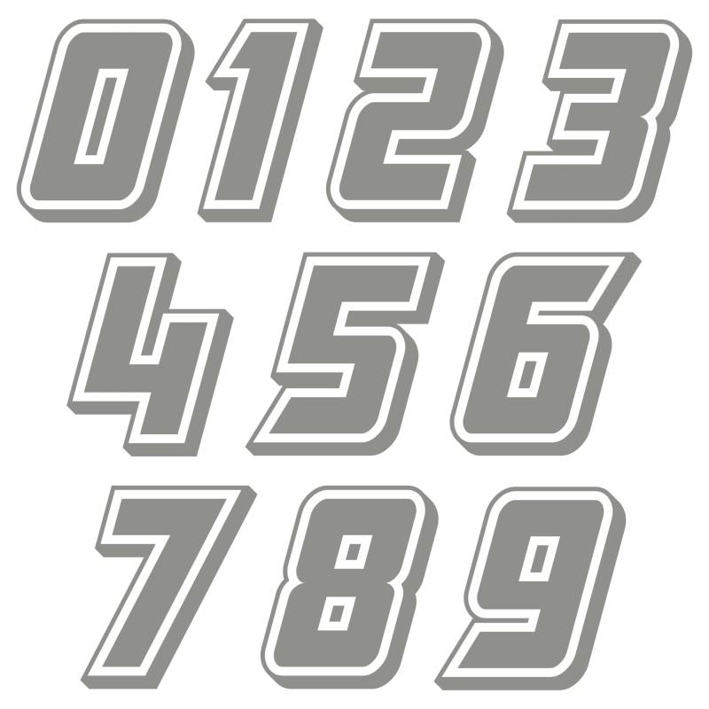 Autodomy Motorrad Motocross Nummer Startnummer Aufkleber Paket 10 Stück für Motorrad Quad ATV Auto | Rennummer Sticker Widerstandsfähig Gegen Regen und Sonne | Silber von AUTODOMY