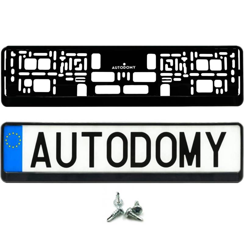 Autodomy Nummernschildhalterung Auto 520x110mm | Kennzeichenhalter Schwarz 2 Stück | Beinhaltet 4 Schrauben | Auto Kennzeichenhalter | Auto Nummernschild Halterung mit Allen Fahrzeugtypen Kompatibel von AUTODOMY