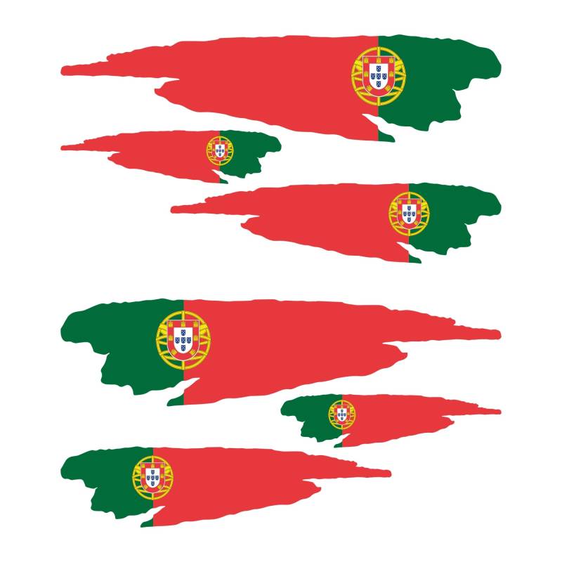 Autodomy Set 6 Aufkleber Stickers Portugiesisch Portugal Flagge Sport Racing Tuning | Portugal Sticker für Auto Motorrad Scooter Quad ATV Helm Fahrrad von AUTODOMY