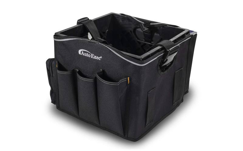 AutoExec AE-CRATE-07 Milkcrate Fahrzeug- und mobiler Büroarbeitsplatz mit Schürzen-Organizer und 400-Watt-Wechselrichter von AUTOEXEC