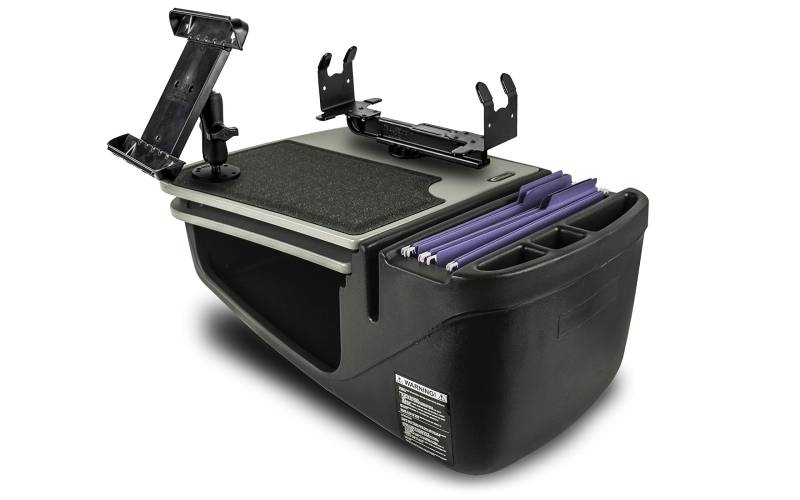 AutoExec AE-GMCD-PS-TAB-GT GripMaster Auto-Schreibtisch für Ihren Fahrzeug-Arbeitsplatz und mobiles Büro, grau mit Druckerständer und Tablethalterung von AUTOEXEC
