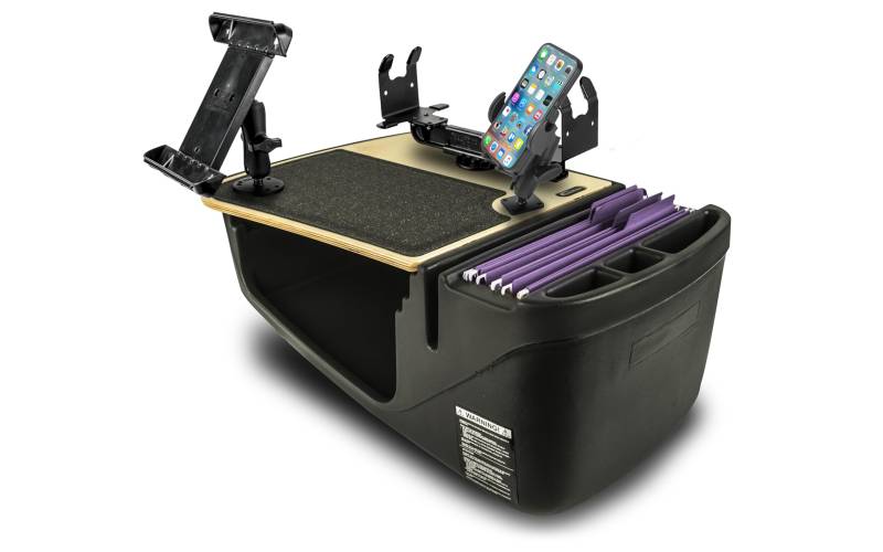 AutoExec AE-GMEF-PM-TAB-PS-11M Efficiency GripMaster Auto-Schreibtisch für Ihren Fahrzeug-Arbeitsplatz und mobiles Büro, naturfarben, mit Handyhalterung, Tablet-Halterung und Druckerständer von AUTOEXEC