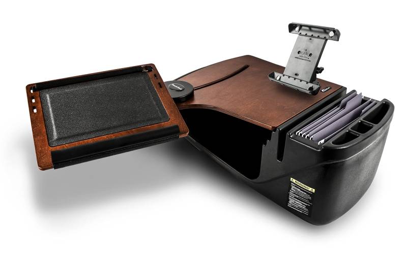 AutoExec AE-RDFS-PI-TAB-21M Reach Auto-Schreibtisch für Ihren Fahrzeug-Arbeitsplatz und mobiles Büro, Vordersitz, Mahagoni mit 400 Watt Wechselrichter und Tablet-Halterung von AUTOEXEC