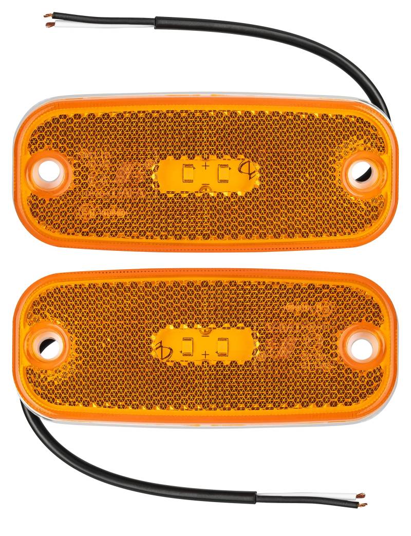 2 x LED Seitenmarkierungsleuchte Orange 12 und 24 Volt Begrenzungsleuchte Positionsleuchte 110x46mm Lochabstand 90 mm mit E-Prüfzeichen für PKW LKW Anhänger Wohnmobil Wohnwagen von AUTOLIGHT 24