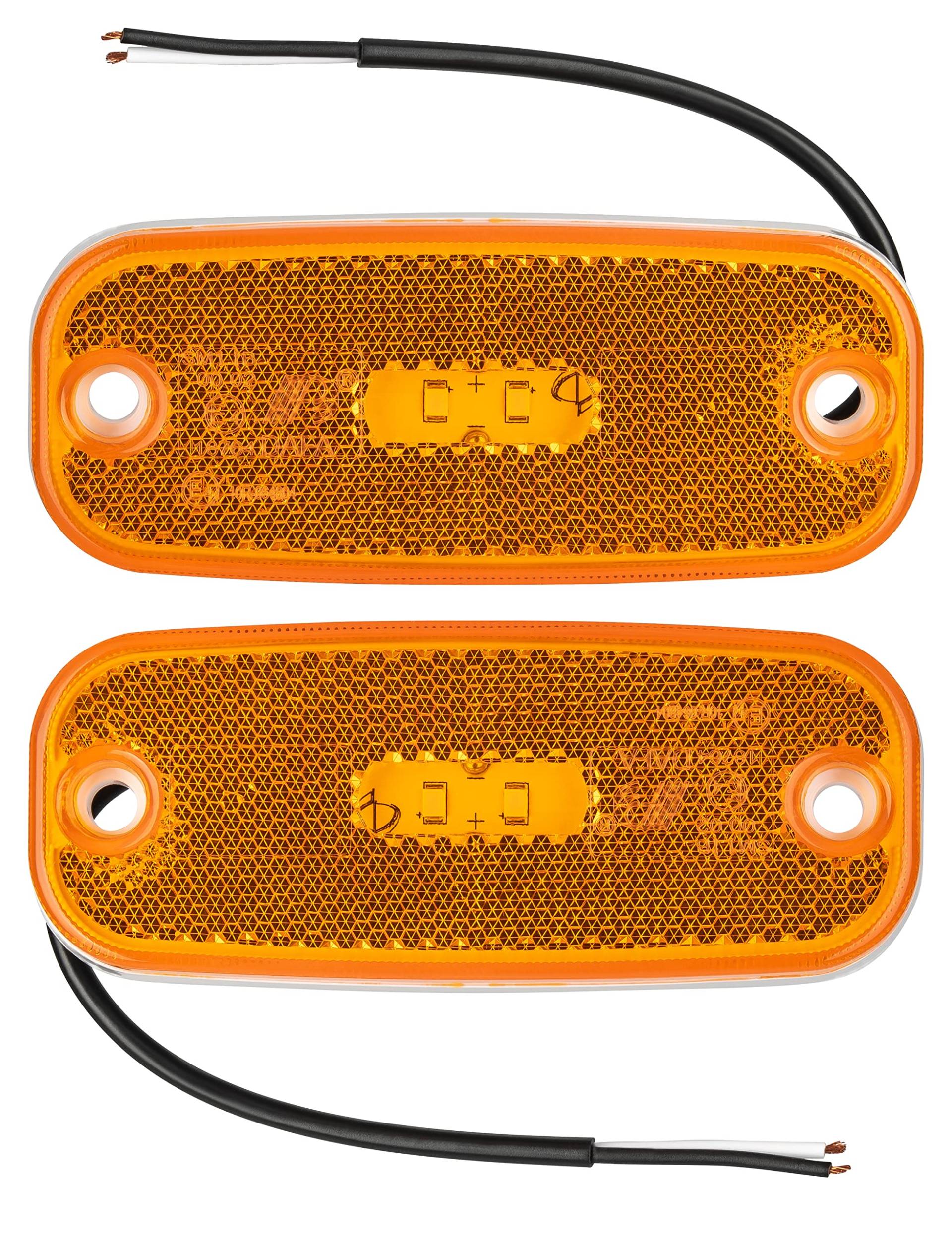 2 x LED Seitenmarkierungsleuchte Orange 12 und 24 Volt Begrenzungsleuchte Positionsleuchte 110x46mm Lochabstand 90 mm mit E-Prüfzeichen für PKW LKW Anhänger Wohnmobil Wohnwagen 2 x LED Seitenmarkierungsleuchte Orange 12 und 24 Volt Begrenzungsleuchte Positionsleuchte 110x46mm Lochabstand 90 mm mit E-Prüfzeichen für PKW LKW Anhänger Wohnmobil Wohnwagen von AUTOLIGHT 24