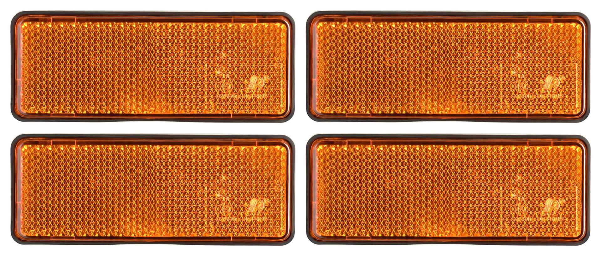 AUTOLIGHT 24 4X Reflektoren Katzenauge Seitenstrahler Anhänger Orange Reflektor selbstklebend zum Kleben mit E-Prüfzeichen rechteckig 94x32mm für Anhänger LKW PKW Trailer Wohnwagen von AUTOLIGHT 24