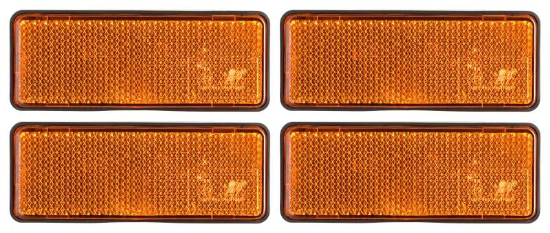 AUTOLIGHT 24 4X Reflektoren Katzenauge Seitenstrahler Anhänger Orange Reflektor selbstklebend zum Kleben mit E-Prüfzeichen rechteckig 94x37mm für Anhänger LKW PKW Trailer Wohnwagen von AUTOLIGHT 24