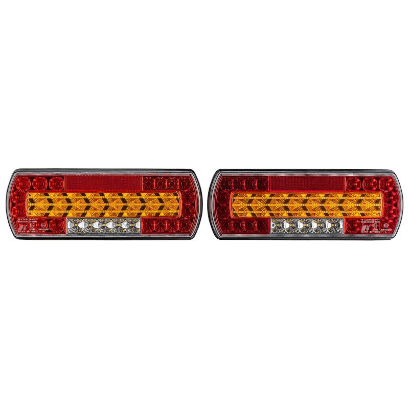 AUTOLIGHT 24 LED Anhänger Rückleuchten 12-24 Volt links rechts dynamische Blinker 7 Funktionen mit E-Prüfzeichen 2 x 7 poliger Bajonettanschluss Rücklicht Anhängerbeleuchtung Heckleuchten von AUTOLIGHT 24