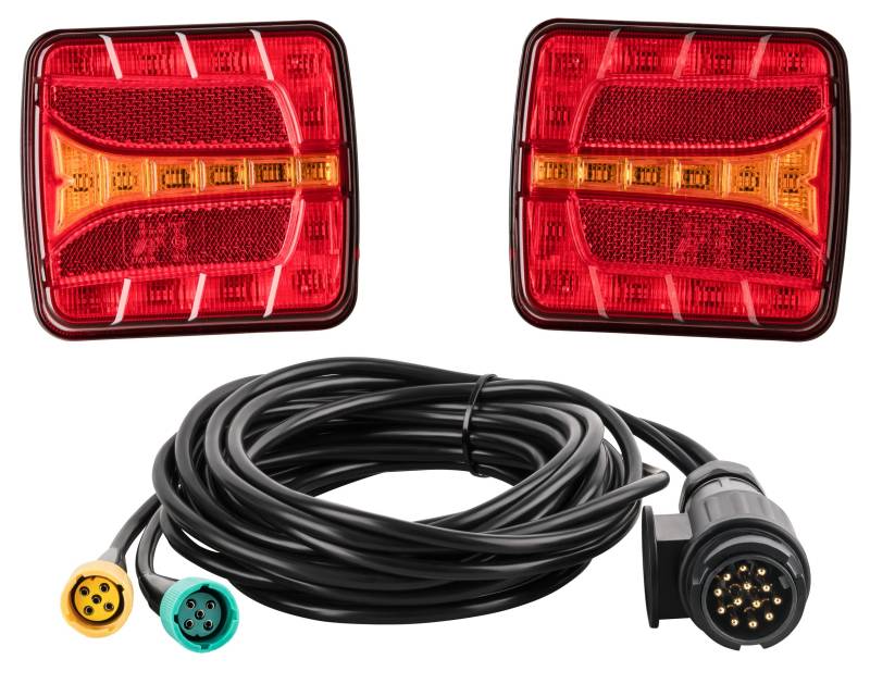 AUTOLIGHT 24 LED Rückleuchten Set inkl. 5 Meter Kabelsatz 13 polig 12V mit E Prüfzeichen Rücklicht Anhängerbeleuchtung Heckleuchten (Version 4) von AUTOLIGHT 24