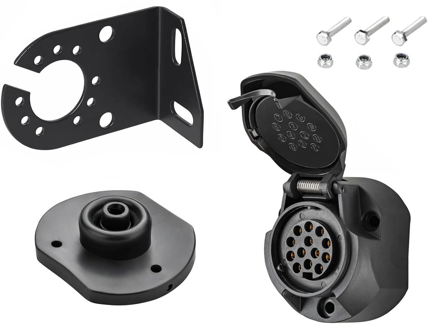 Anhänger Steckdose + Dichtung + Halterung + Schrauben 13 polig 12V Steckdosenhalter Anbauplatte PKW Anhänger Steckdose + Dichtung + Halterung + Schrauben 13 polig 12V Steckdosenhalter Anbauplatte PKW von AUTOLIGHT 24