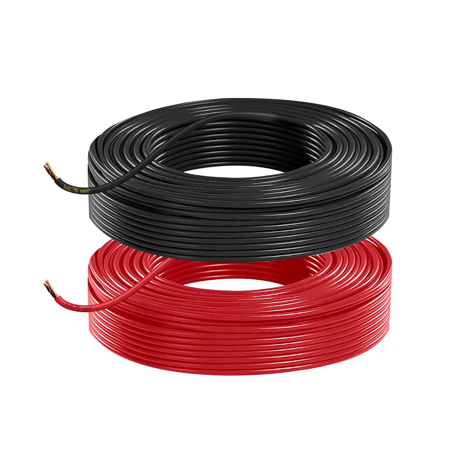 Fahrzeugleitung Anhängerkabel Rund Kabel Set rot und schwarz als Ring FLRY B 0,75 1,0 1,5 2,5 mm² 1-adrig 6-24 Volt KFZ Auto (0,75 mm², 10 Meter) von AUTOLIGHT 24
