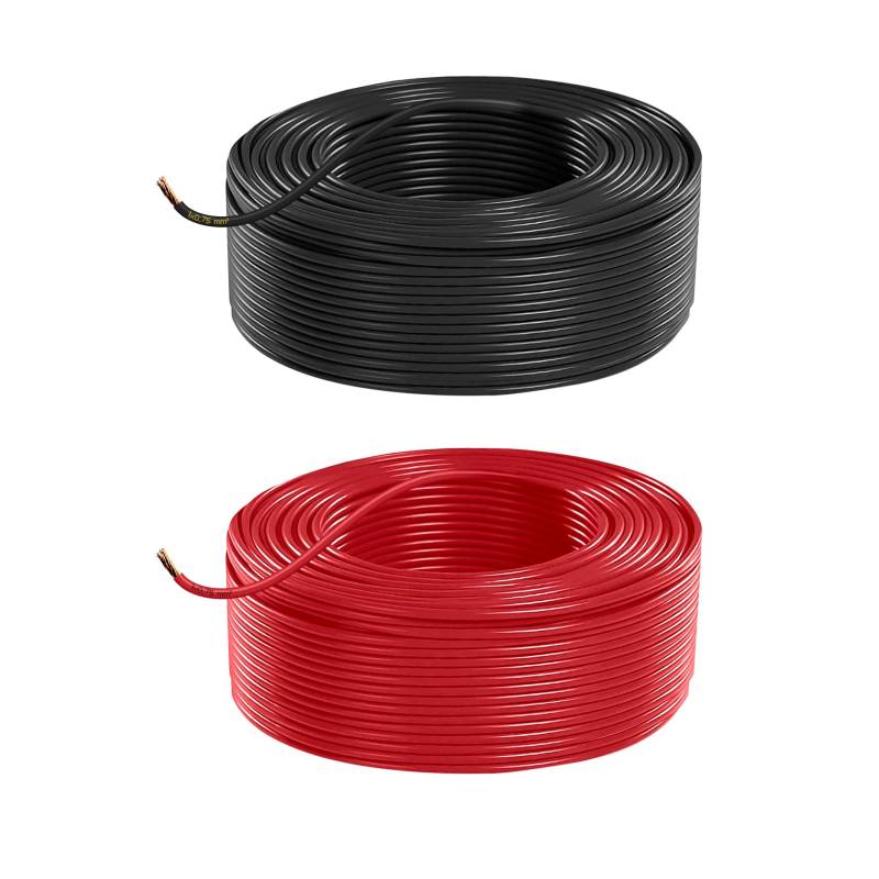 Fahrzeugleitung Anhängerkabel Rund Kabel Set rot und schwarz als Ring FLRY B 0,75 1,0 1,5 2,5 mm² 1-adrig 6-24 Volt KFZ Auto (0,75 mm², 20 Meter) von AUTOLIGHT 24