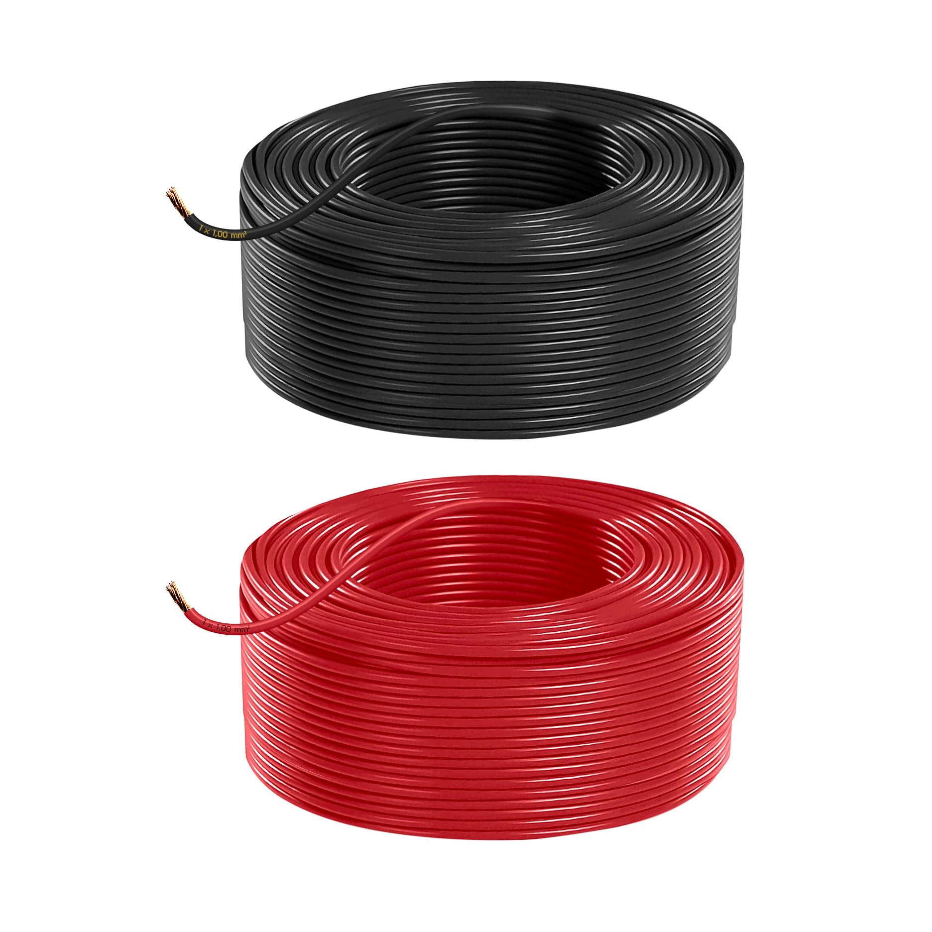 Fahrzeugleitung Anhängerkabel Rund Kabel Set rot und schwarz als Ring FLRY B 0,75 1,0 1,5 2,5 mm² 1-adrig 6-24 Volt KFZ Auto (1,00 mm², 40 Meter) von AUTOLIGHT 24