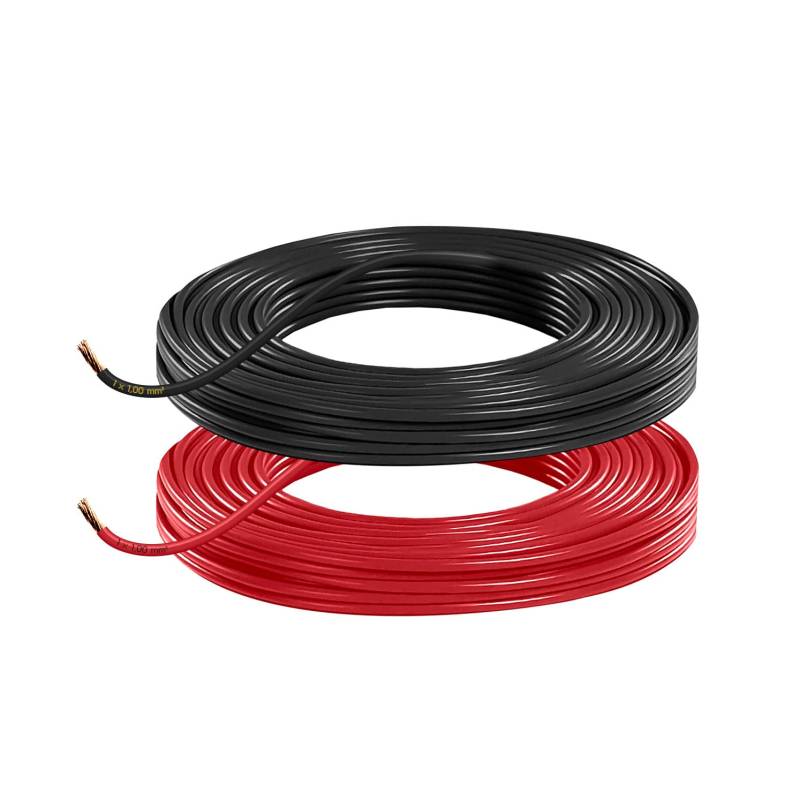 Fahrzeugleitung Anhängerkabel Rund Kabel Set rot und schwarz als Ring FLRY B 0,75 1,0 1,5 2,5 mm² 1-adrig 6-24 Volt KFZ Auto (1,00 mm², 5 Meter) von AUTOLIGHT 24