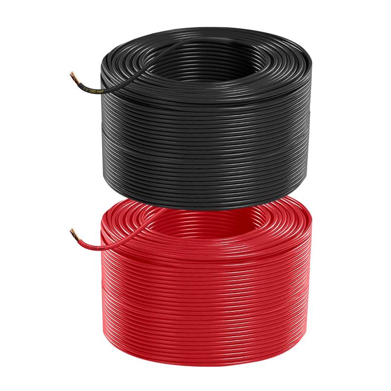 Fahrzeugleitung Anhängerkabel Rund Kabel Set rot und schwarz als Ring FLRY B 0,75 1,0 1,5 2,5 mm² 1-adrig 6-24 Volt KFZ Auto (1,50 mm², 100 Meter) von AUTOLIGHT 24