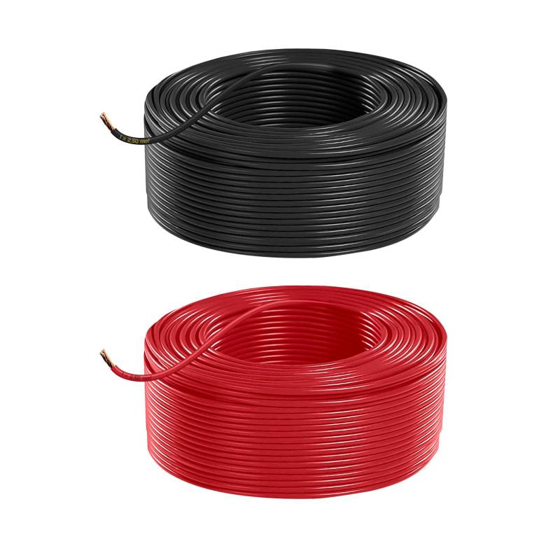 Fahrzeugleitung Anhängerkabel Rund Kabel Set rot und schwarz als Ring FLRY B 0,75 1,0 1,5 2,5 mm² 1-adrig 6-24 Volt KFZ Auto (2,50 mm², 30 Meter) von AUTOLIGHT 24