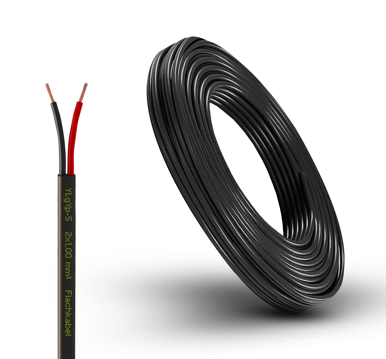 Fahrzeugleitung Anhängerkabel Rund oder Flach Kabel rot/schwarz 2X 0,75 1,0 1,5 mm² 2-adrig 6-24 Volt KFZ Auto (Flachkabel 1,0 mm², 5 Meter) von AUTOLIGHT 24