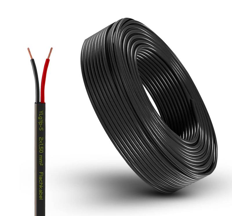 Fahrzeugleitung Anhängerkabel Rund oder Flach Kabel rot/schwarz 2X 0,75 1,0 1,5 mm² 2-adrig 6-24 Volt KFZ Auto (Flachkabel 1,5 mm², 25 Meter) von AUTOLIGHT 24