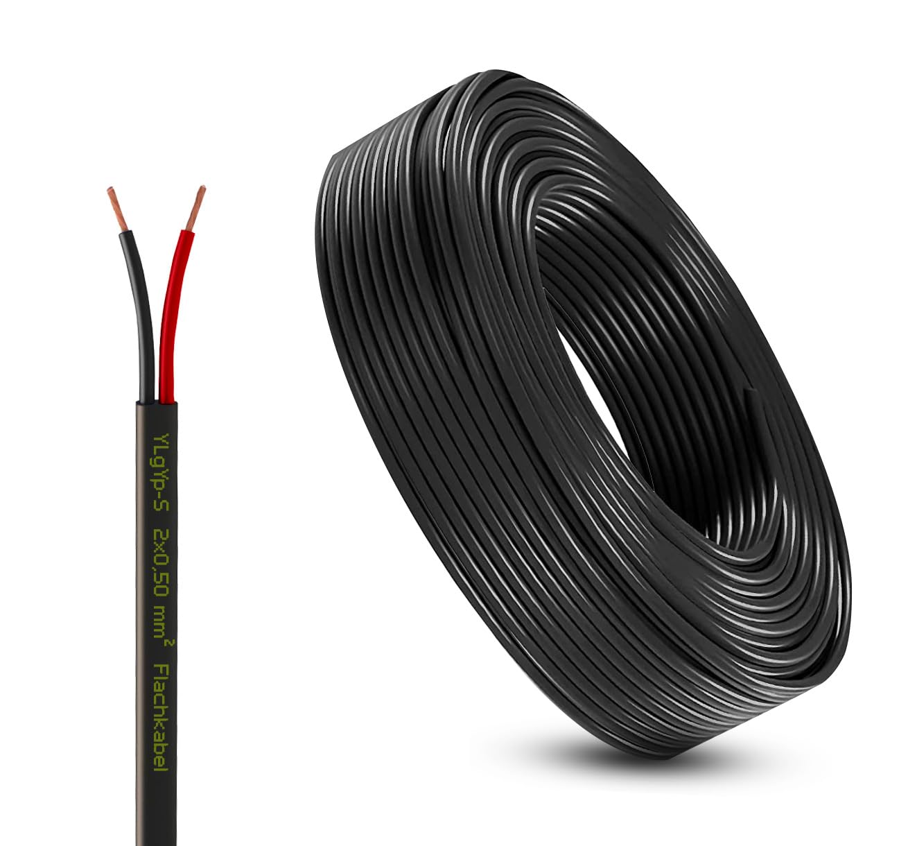 Fahrzeugleitung Anhängerkabel Rund oder Flach Kabel rot/schwarz 2X 0,75 1,0 1,5 mm² 2-adrig 6-24 Volt KFZ Auto (Flachkabel 0,50 mm², 25 Meter) von AUTOLIGHT 24