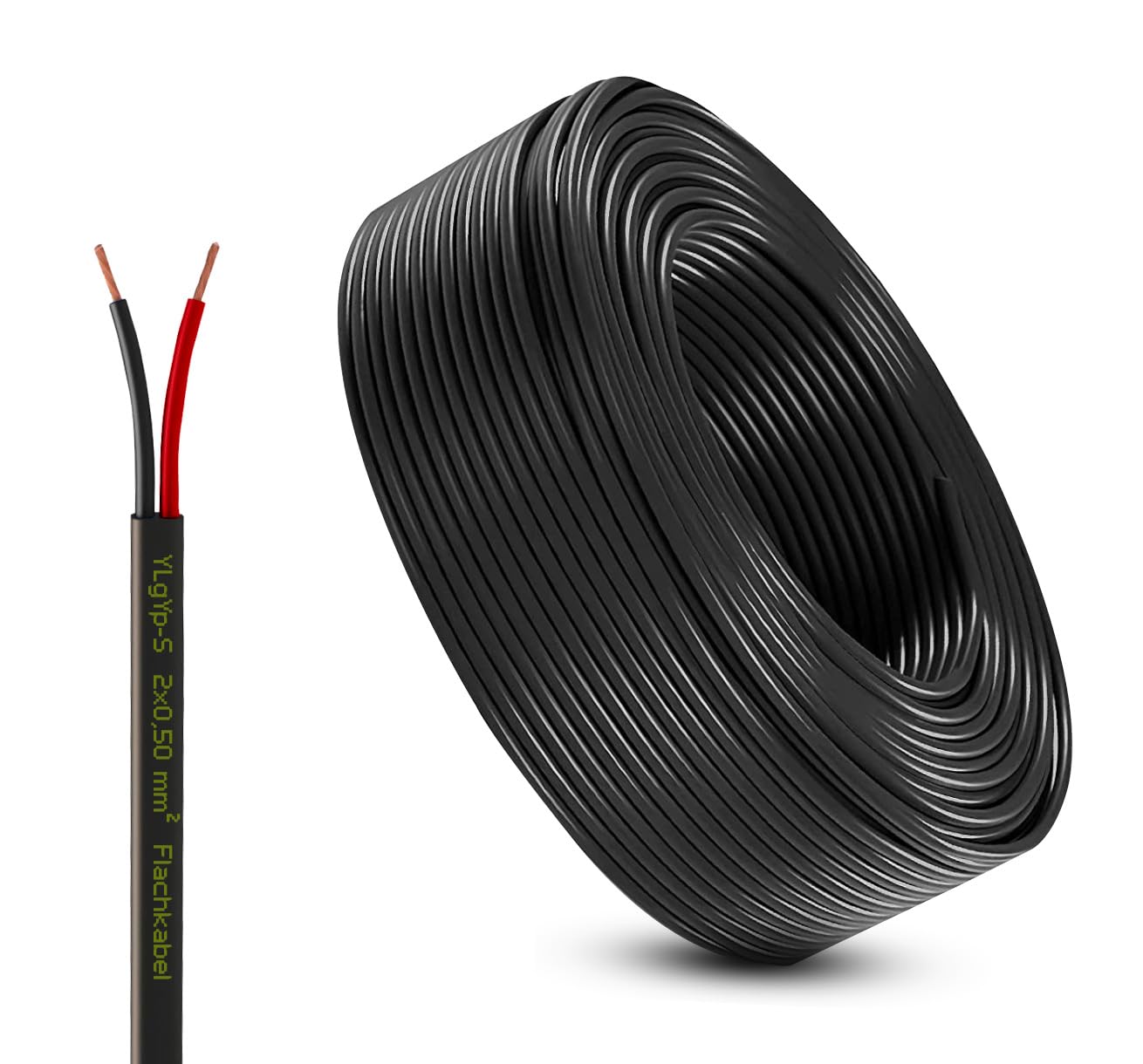 Fahrzeugleitung Anhängerkabel Rund oder Flach Kabel rot/schwarz 2X 0,75 1,0 1,5 mm² 2-adrig 6-24 Volt KFZ Auto (Flachkabel 0,50 mm², 40 Meter) von AUTOLIGHT 24