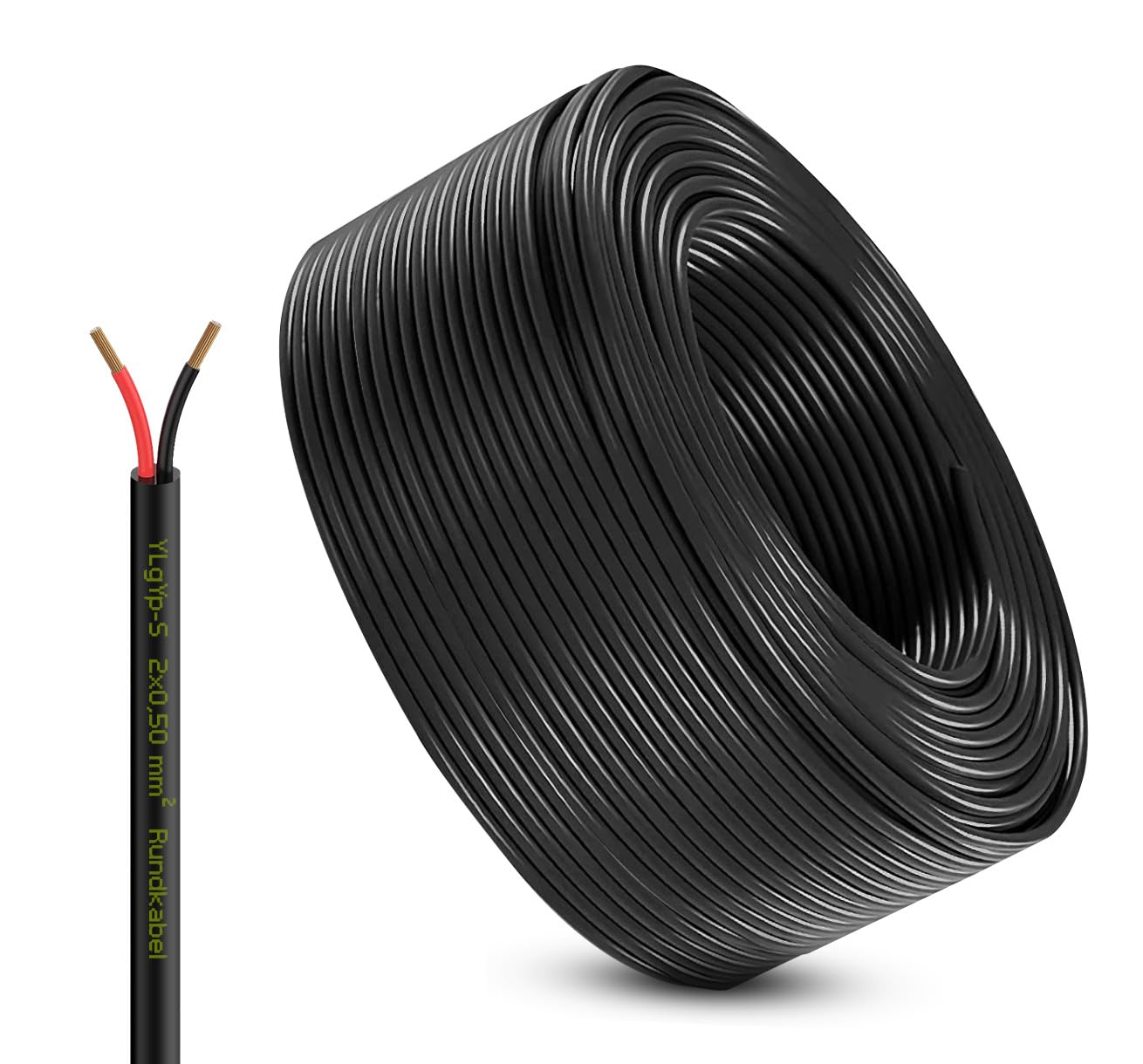 Fahrzeugleitung Anhängerkabel Rund oder Flach Kabel rot/schwarz 2X 0,75 1,0 1,5 mm² 2-adrig 6-24 Volt KFZ Auto (Rundkabel 0,50 mm², 50 Meter) von AUTOLIGHT 24