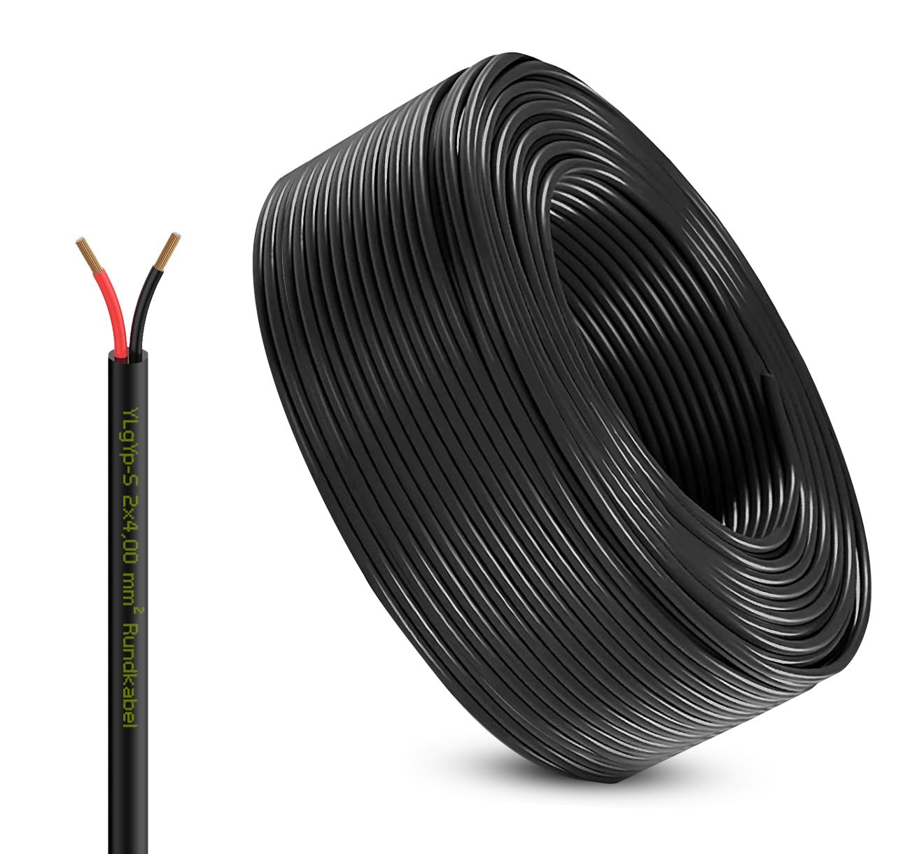 Fahrzeugleitung Anhängerkabel Rund oder Flach Kabel rot/schwarz 2X 0,75 1,0 1,5 mm² 2-adrig 6-24 Volt KFZ Auto (Rundkabel 4,0 mm², 45 Meter) von AUTOLIGHT 24