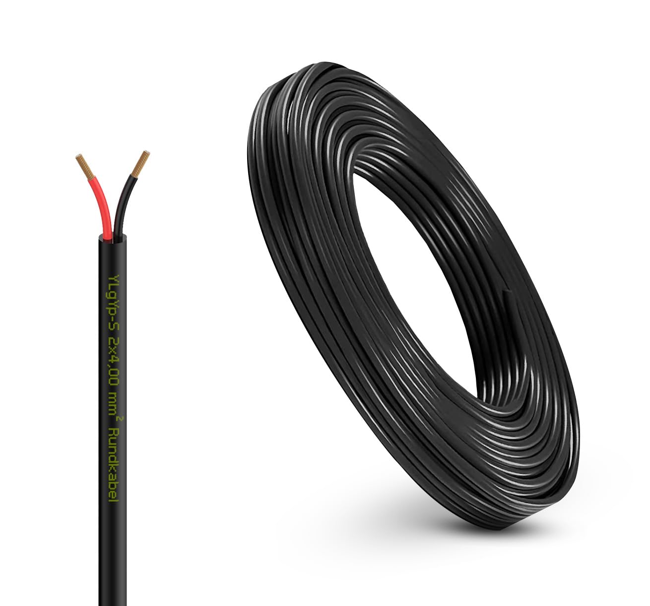 Fahrzeugleitung Anhängerkabel Rund oder Flach Kabel rot/schwarz 2X 0,75 1,0 1,5 mm² 2-adrig 6-24 Volt KFZ Auto (Rundkabel 4,0 mm², 5 Meter) von AUTOLIGHT 24